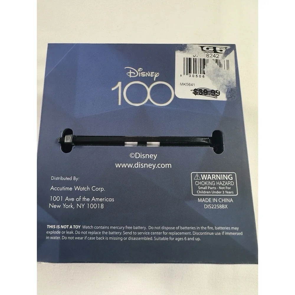 Disney 100th Anniversary Mickey Mouse Watch Moving Hands Black Strap NIB